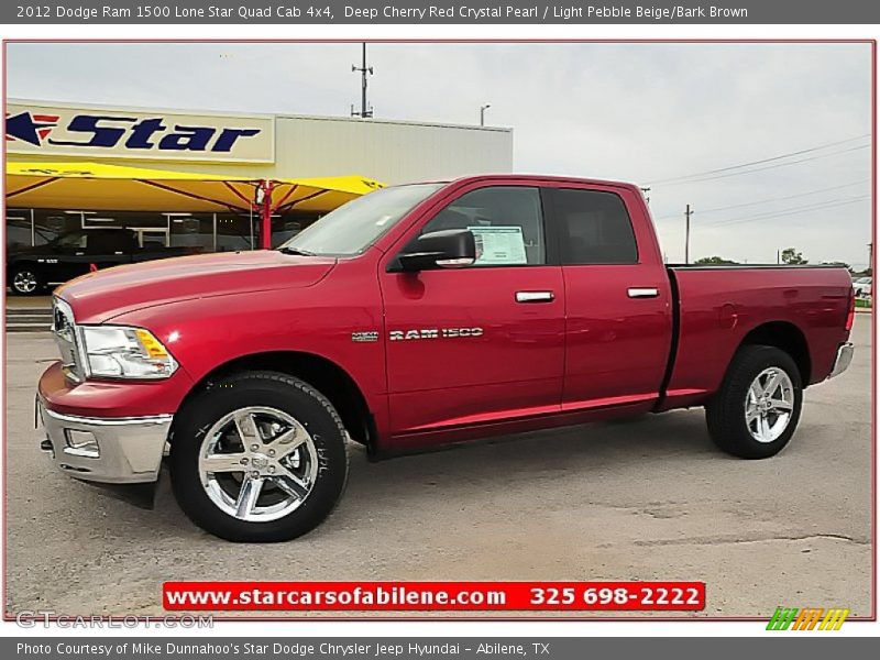 Deep Cherry Red Crystal Pearl / Light Pebble Beige/Bark Brown 2012 Dodge Ram 1500 Lone Star Quad Cab 4x4