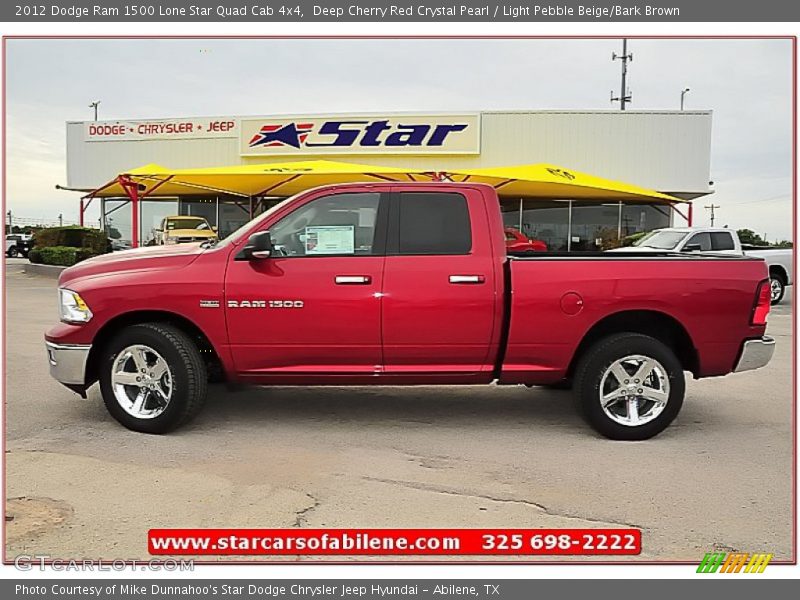 Deep Cherry Red Crystal Pearl / Light Pebble Beige/Bark Brown 2012 Dodge Ram 1500 Lone Star Quad Cab 4x4