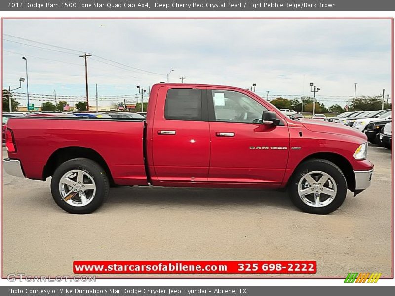 Deep Cherry Red Crystal Pearl / Light Pebble Beige/Bark Brown 2012 Dodge Ram 1500 Lone Star Quad Cab 4x4