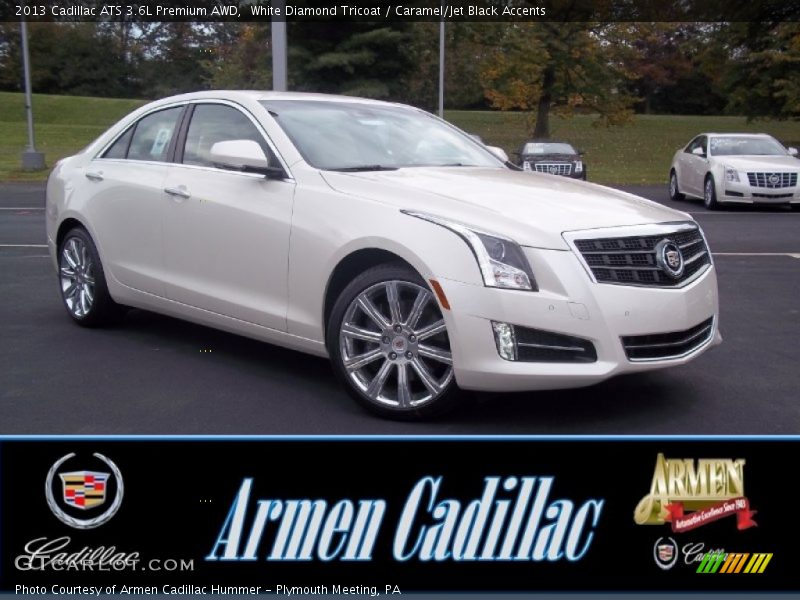 White Diamond Tricoat / Caramel/Jet Black Accents 2013 Cadillac ATS 3.6L Premium AWD