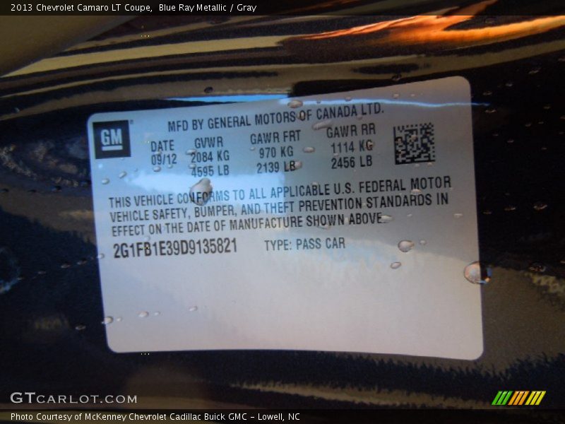 Blue Ray Metallic / Gray 2013 Chevrolet Camaro LT Coupe
