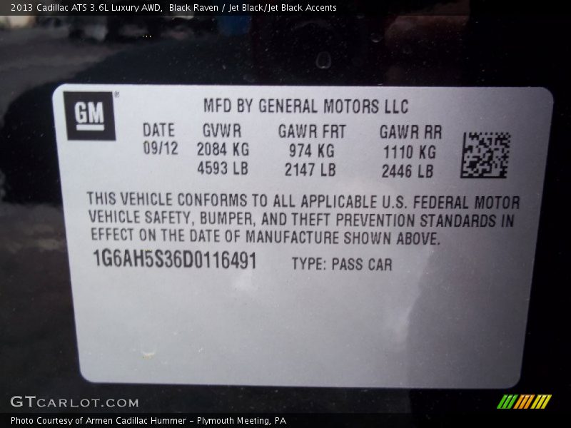 Black Raven / Jet Black/Jet Black Accents 2013 Cadillac ATS 3.6L Luxury AWD