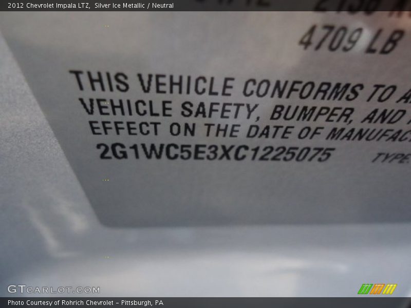 Silver Ice Metallic / Neutral 2012 Chevrolet Impala LTZ