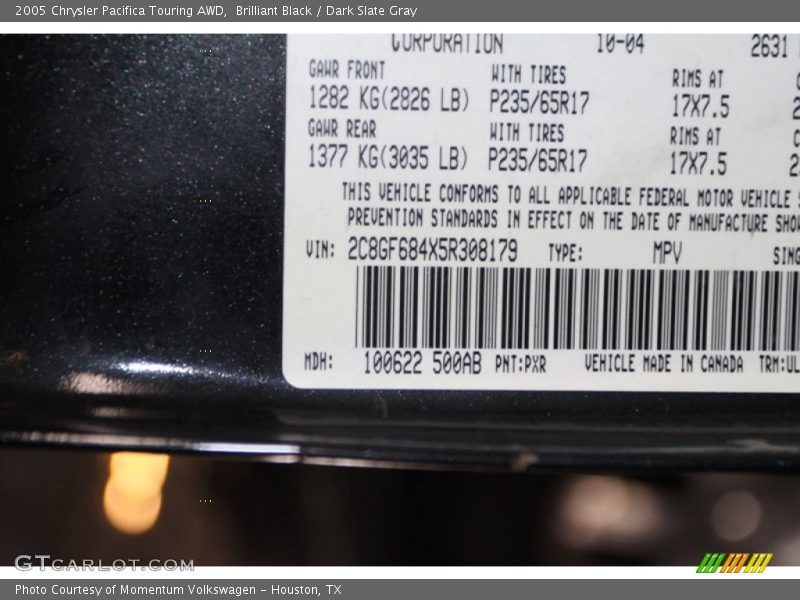 Brilliant Black / Dark Slate Gray 2005 Chrysler Pacifica Touring AWD