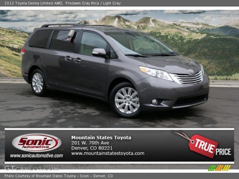 Predawn Gray Mica / Light Gray 2013 Toyota Sienna Limited AWD