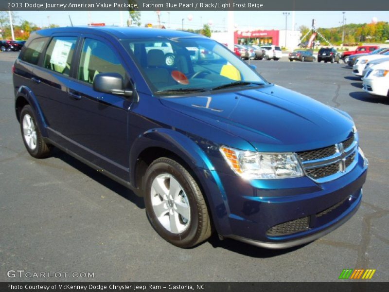 Fathom Blue Pearl / Black/Light Frost Beige 2013 Dodge Journey American Value Package