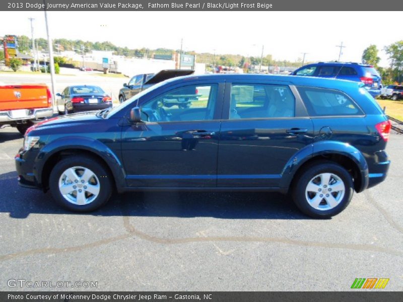 Fathom Blue Pearl / Black/Light Frost Beige 2013 Dodge Journey American Value Package