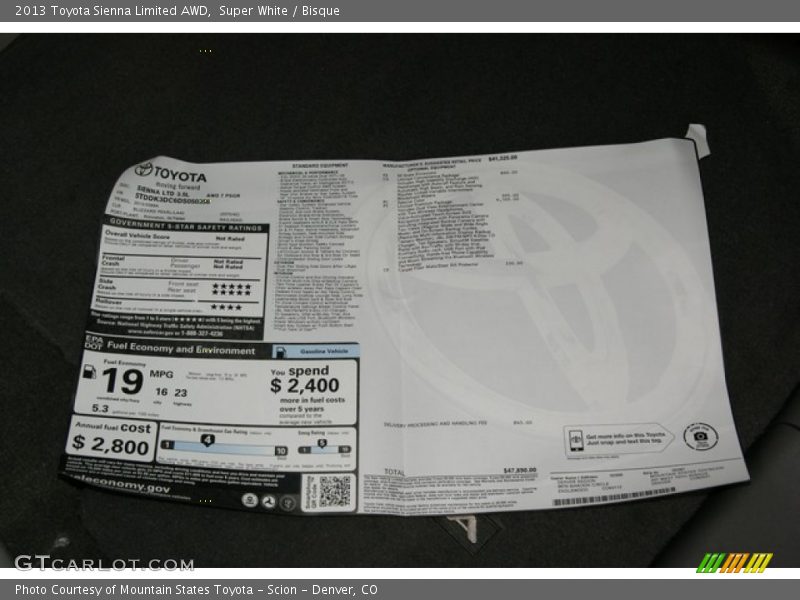 Super White / Bisque 2013 Toyota Sienna Limited AWD