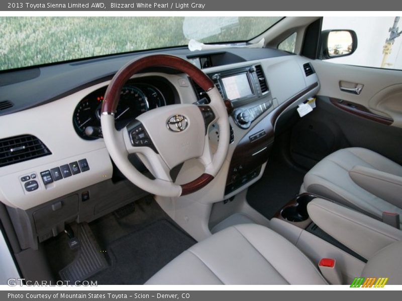Blizzard White Pearl / Light Gray 2013 Toyota Sienna Limited AWD