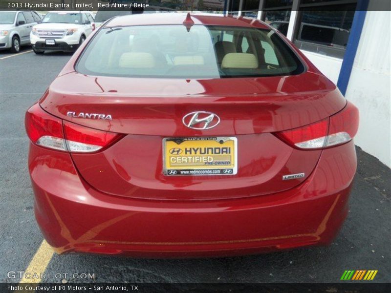 Red Allure / Beige 2013 Hyundai Elantra Limited