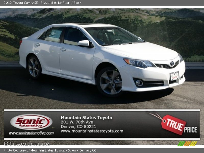 Blizzard White Pearl / Black 2012 Toyota Camry SE