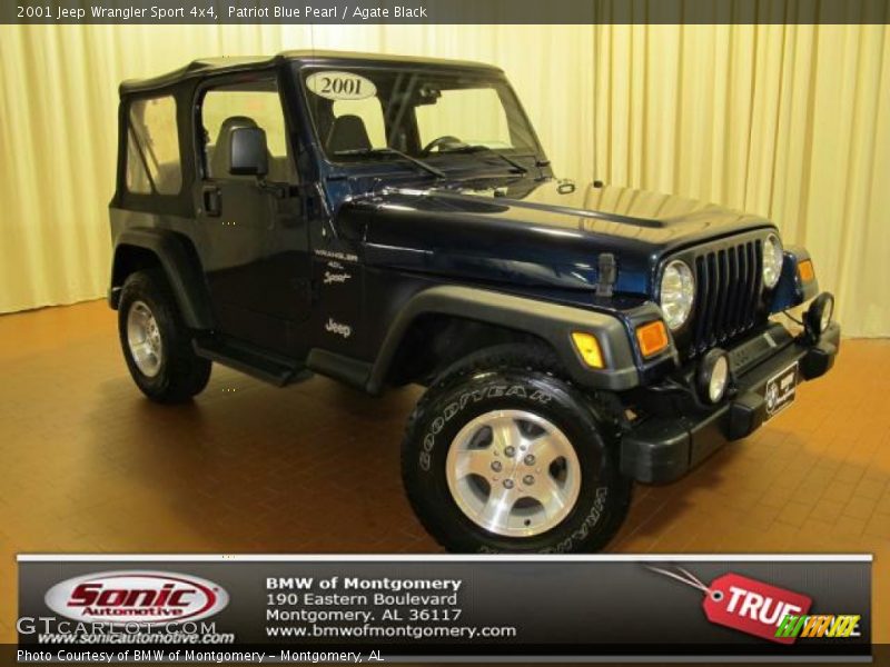 Patriot Blue Pearl / Agate Black 2001 Jeep Wrangler Sport 4x4