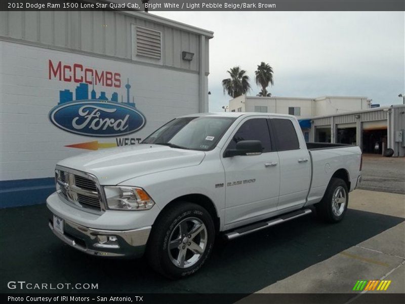 Bright White / Light Pebble Beige/Bark Brown 2012 Dodge Ram 1500 Lone Star Quad Cab