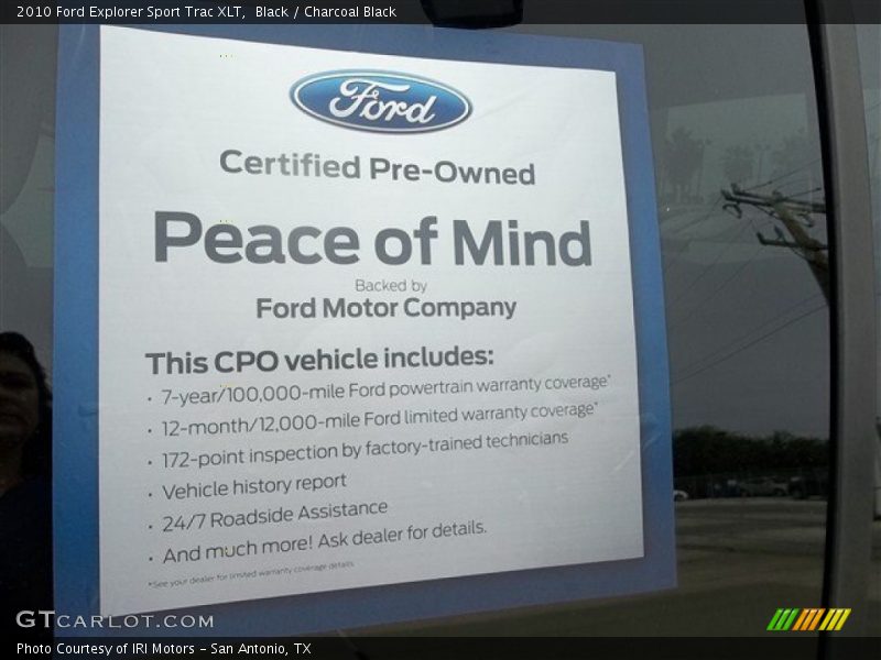 Black / Charcoal Black 2010 Ford Explorer Sport Trac XLT