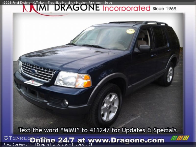 True Blue Metallic / Medium Parchment Beige 2003 Ford Explorer XLT 4x4