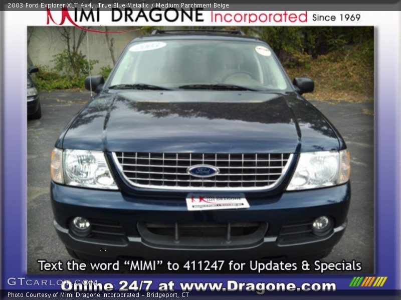 True Blue Metallic / Medium Parchment Beige 2003 Ford Explorer XLT 4x4