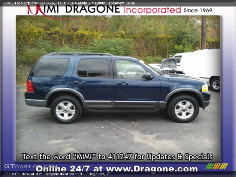 True Blue Metallic / Medium Parchment Beige 2003 Ford Explorer XLT 4x4