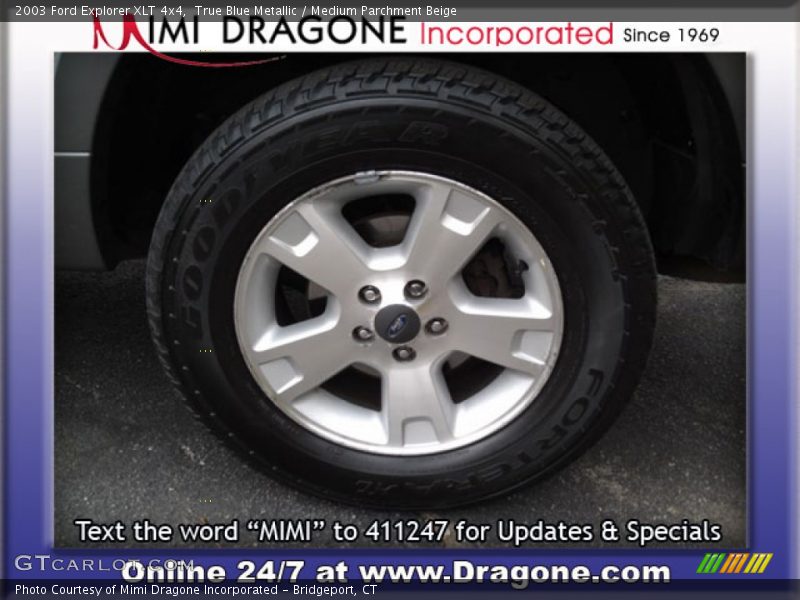 True Blue Metallic / Medium Parchment Beige 2003 Ford Explorer XLT 4x4
