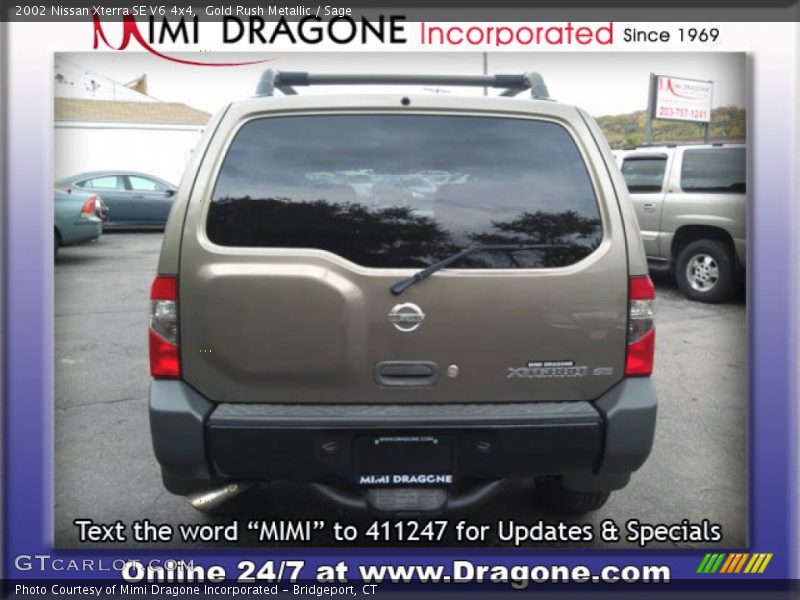 Gold Rush Metallic / Sage 2002 Nissan Xterra SE V6 4x4