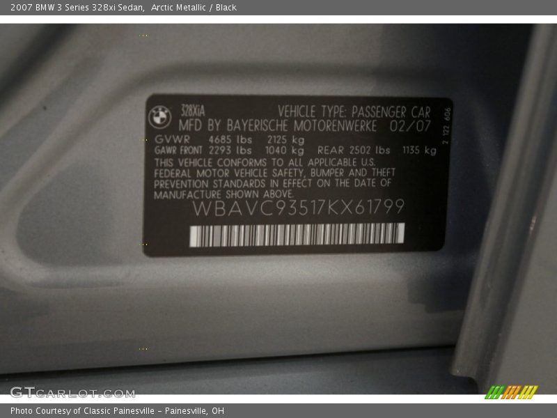 Arctic Metallic / Black 2007 BMW 3 Series 328xi Sedan