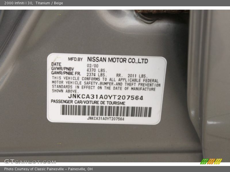 Titanium / Beige 2000 Infiniti I 30