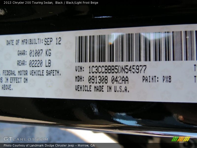 Black / Black/Light Frost Beige 2013 Chrysler 200 Touring Sedan