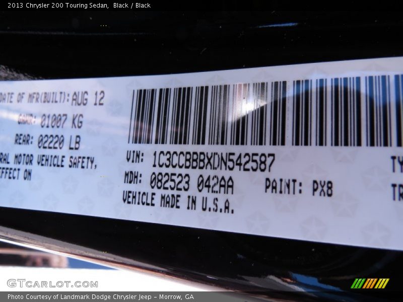 Black / Black 2013 Chrysler 200 Touring Sedan