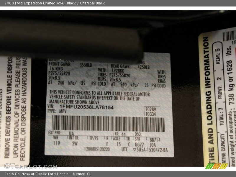 2008 Expedition Limited 4x4 Black Color Code UA