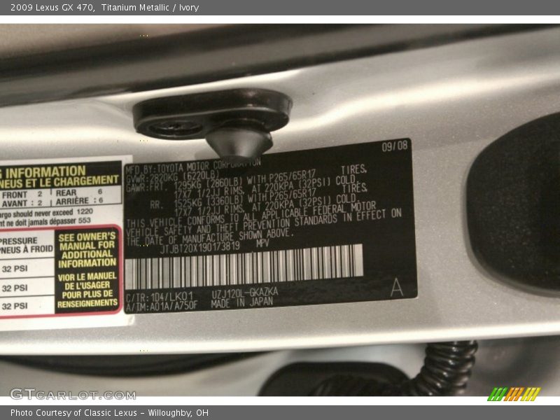 Titanium Metallic / Ivory 2009 Lexus GX 470