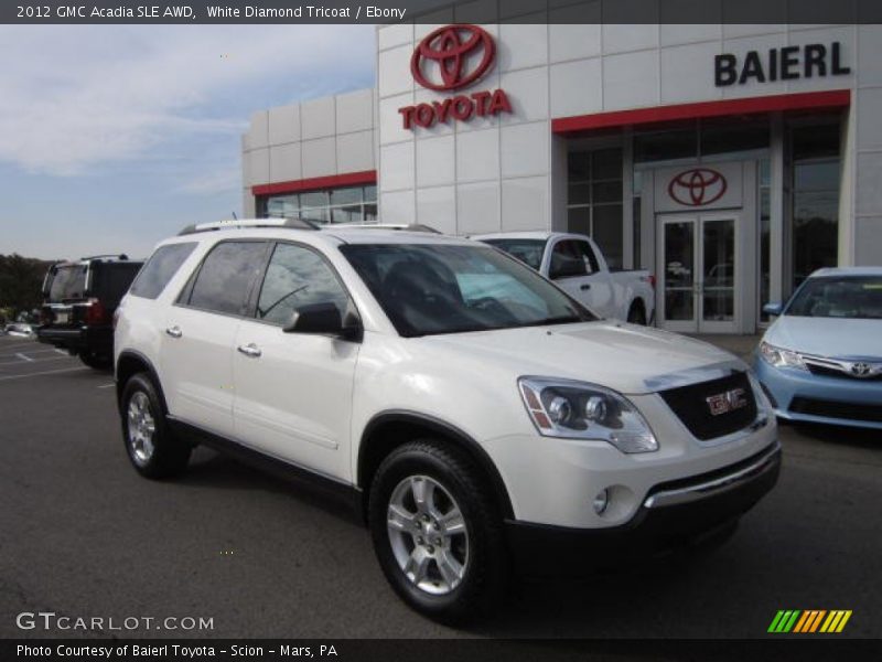 White Diamond Tricoat / Ebony 2012 GMC Acadia SLE AWD