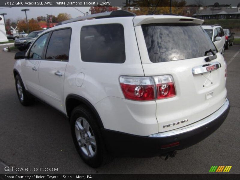 White Diamond Tricoat / Ebony 2012 GMC Acadia SLE AWD