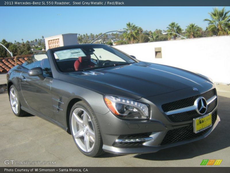 Steel Grey Metallic / Red/Black 2013 Mercedes-Benz SL 550 Roadster