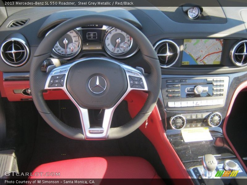 Steel Grey Metallic / Red/Black 2013 Mercedes-Benz SL 550 Roadster