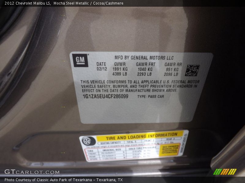 Mocha Steel Metallic / Cocoa/Cashmere 2012 Chevrolet Malibu LS