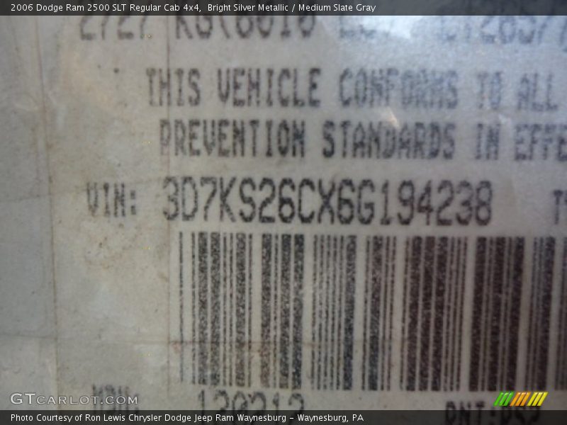Bright Silver Metallic / Medium Slate Gray 2006 Dodge Ram 2500 SLT Regular Cab 4x4