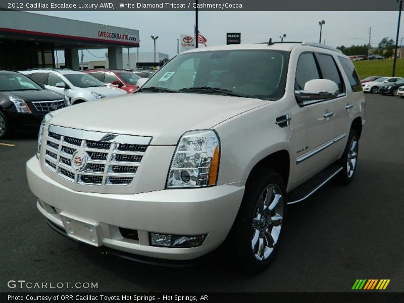 White Diamond Tricoat / Cashmere/Cocoa 2012 Cadillac Escalade Luxury AWD