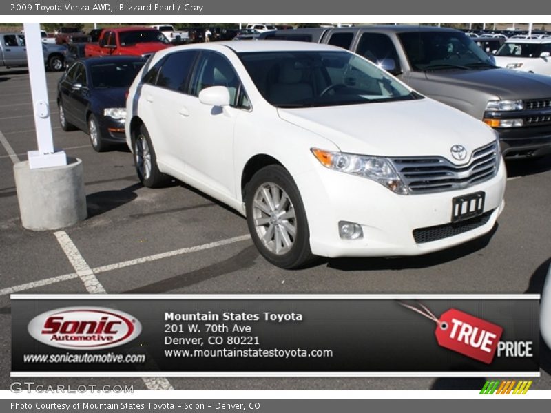 Blizzard Pearl / Gray 2009 Toyota Venza AWD