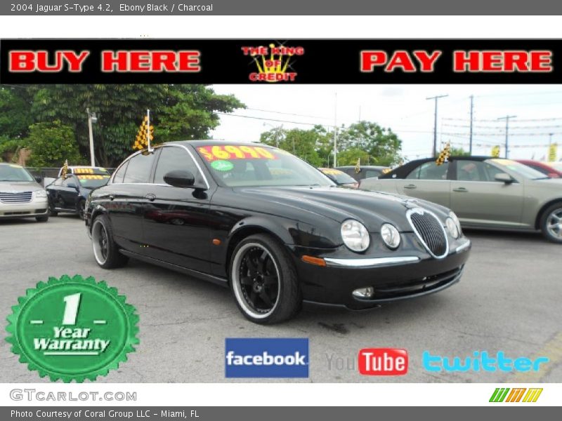Ebony Black / Charcoal 2004 Jaguar S-Type 4.2