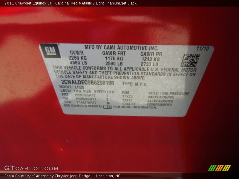 Cardinal Red Metallic / Light Titanium/Jet Black 2011 Chevrolet Equinox LT