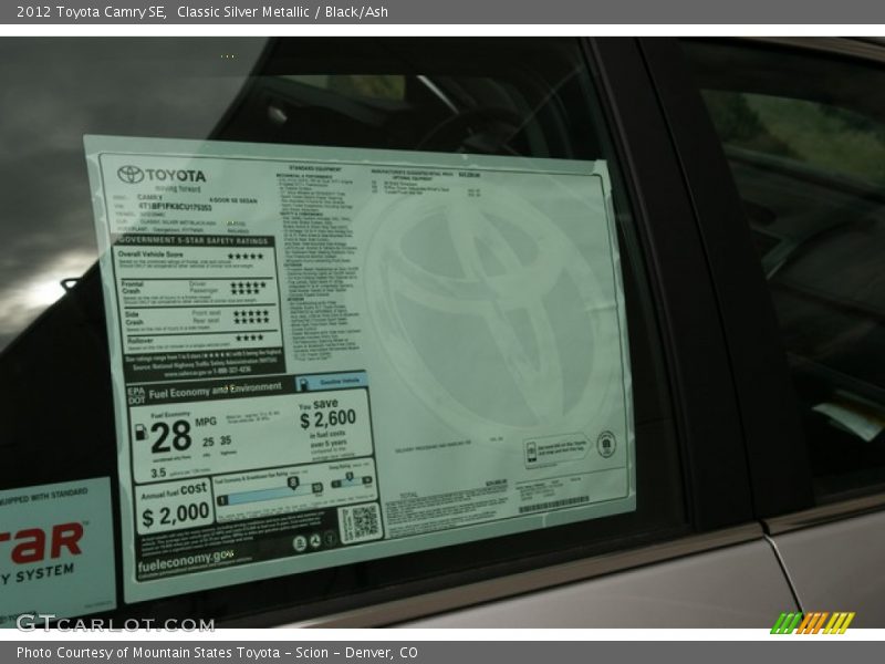 Classic Silver Metallic / Black/Ash 2012 Toyota Camry SE