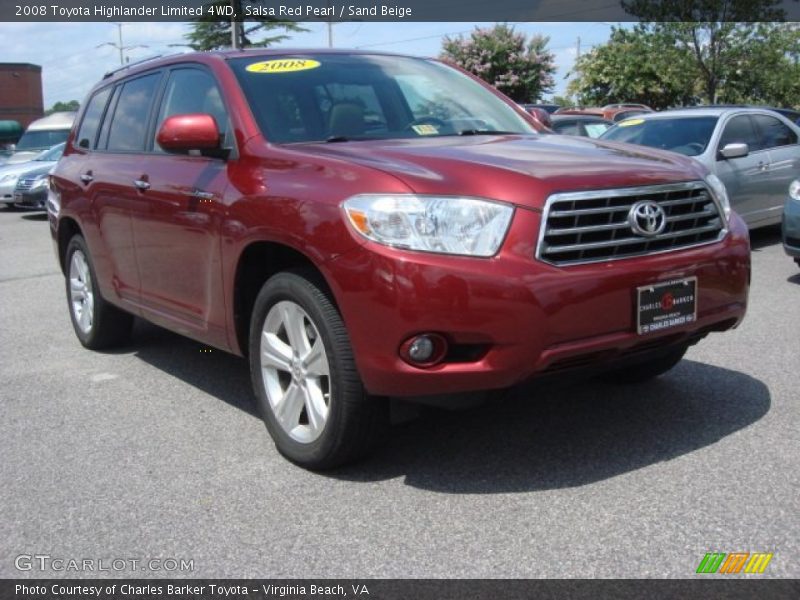 Salsa Red Pearl / Sand Beige 2008 Toyota Highlander Limited 4WD