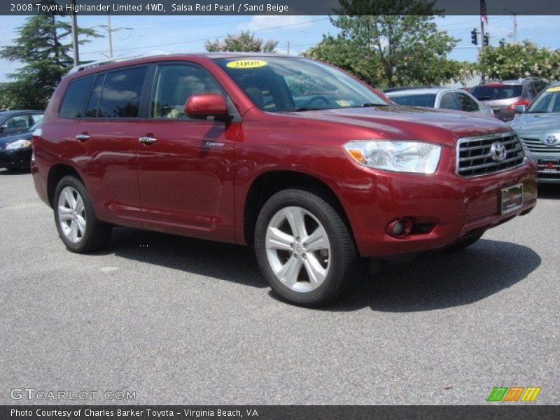 Salsa Red Pearl / Sand Beige 2008 Toyota Highlander Limited 4WD