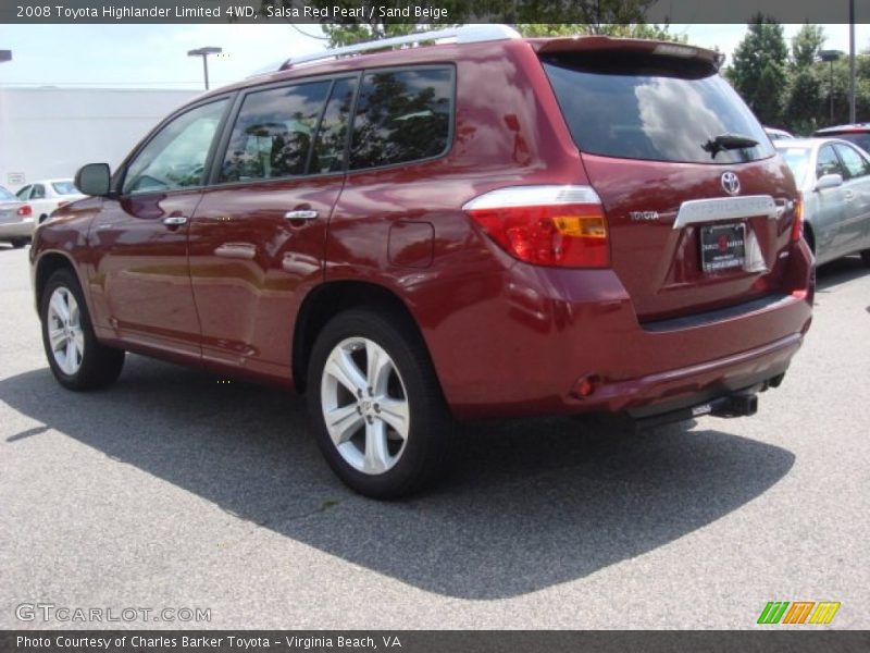 Salsa Red Pearl / Sand Beige 2008 Toyota Highlander Limited 4WD