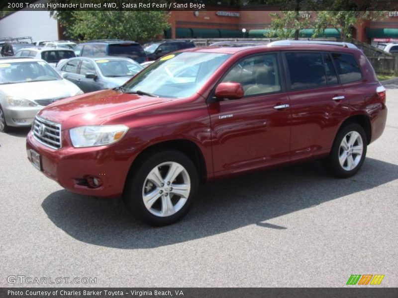 Salsa Red Pearl / Sand Beige 2008 Toyota Highlander Limited 4WD