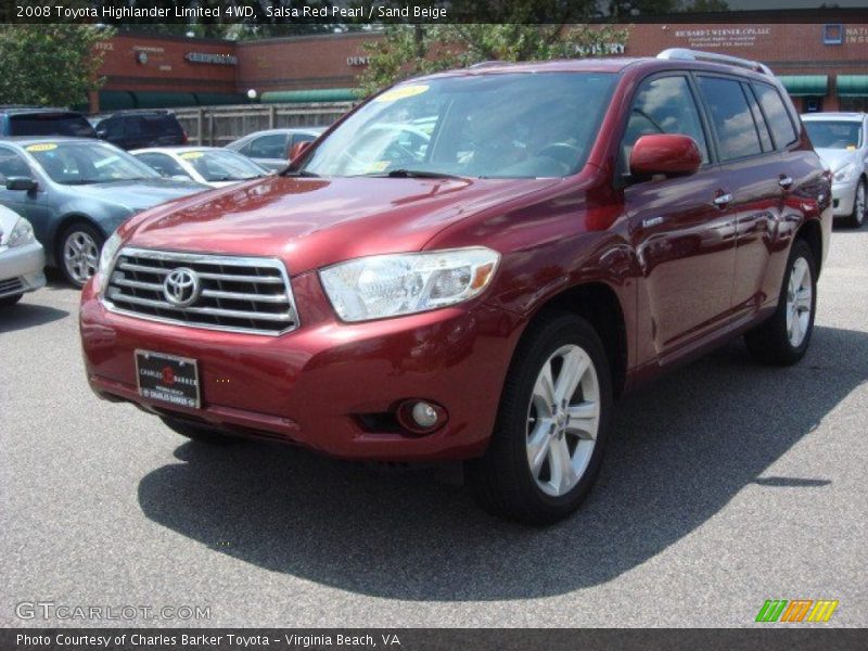 Salsa Red Pearl / Sand Beige 2008 Toyota Highlander Limited 4WD