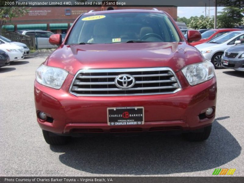 Salsa Red Pearl / Sand Beige 2008 Toyota Highlander Limited 4WD