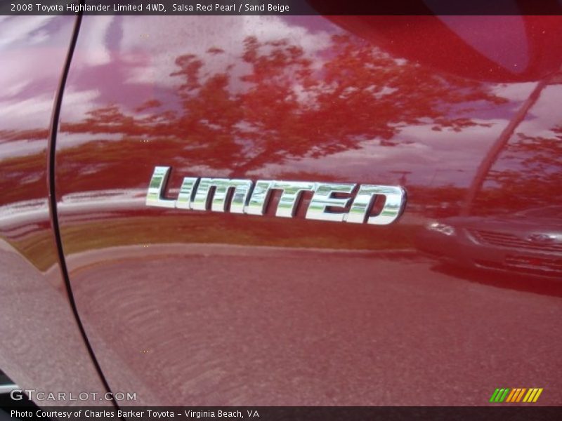 Salsa Red Pearl / Sand Beige 2008 Toyota Highlander Limited 4WD