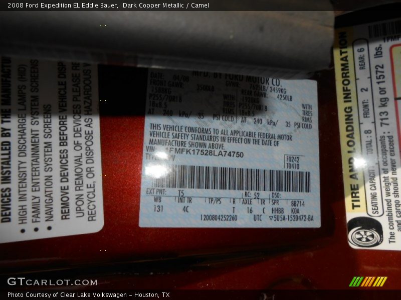 Dark Copper Metallic / Camel 2008 Ford Expedition EL Eddie Bauer