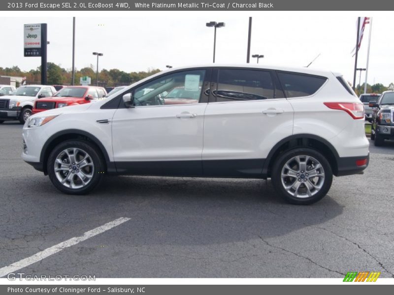 White Platinum Metallic Tri-Coat / Charcoal Black 2013 Ford Escape SEL 2.0L EcoBoost 4WD