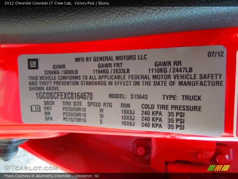 Victory Red / Ebony 2012 Chevrolet Colorado LT Crew Cab